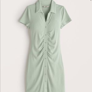 Ruched Knit Polo Mini Dress Abercrombie